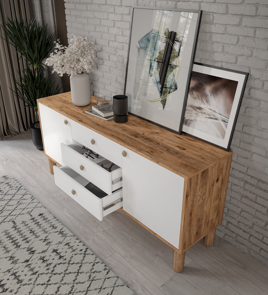 Bohem Konsol 3 Çekmeceli 2 Kapaklıtamamı Mdf