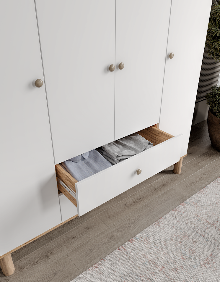 Bergama 4 Kapaklı 2 Çekmeceli Gardrop Tamamı Mdf