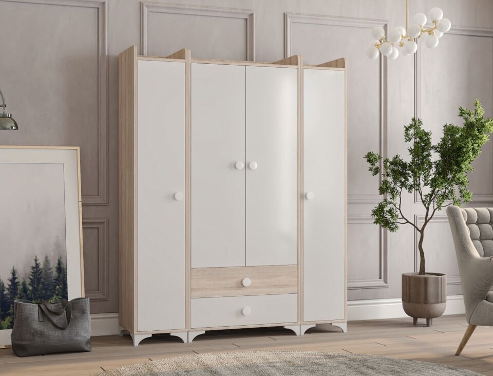 Swing 4 Kapaklı 2 Çekmeceli Gardrop Ayrılabilir Sonomo