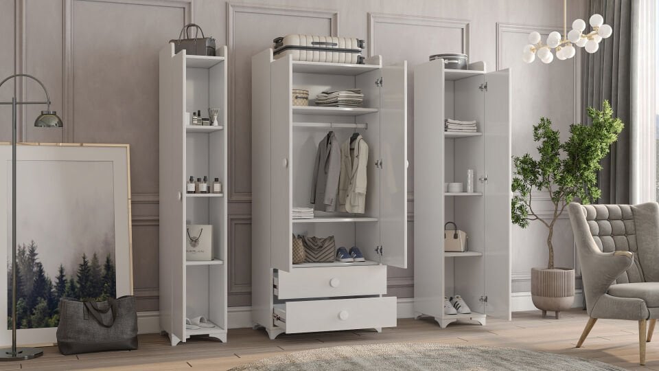 Swing 4 Kapaklı 2 Çekmeceli Gardrop Ayrılabilir Sonomo