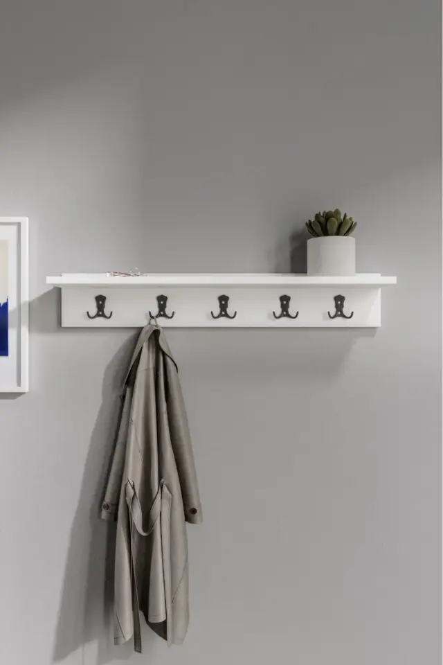 Portmanto Duvar Askılığı Elbise Askılığı Beyaz( 85 cm )