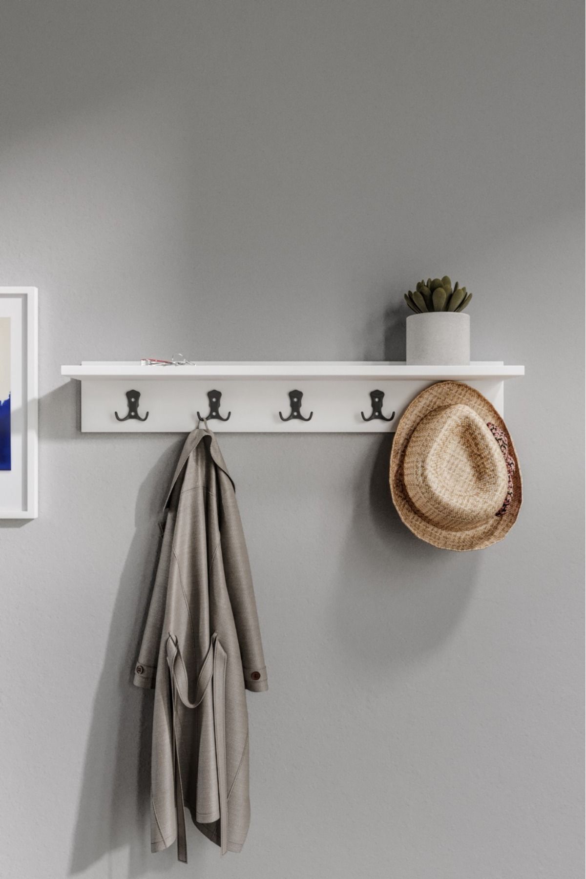 Portmanto Duvar Askılığı Elbise Askılığı Beyaz( 85 cm )