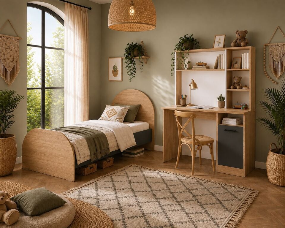 İzmir Çocuk Odası Takımı Aynalı Tamamı Mdf Flora Beyaz Aynalı