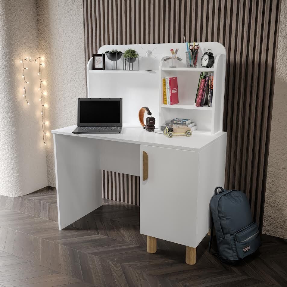 Bohem Çalışma Masası Tamamı Mdf Beyaz