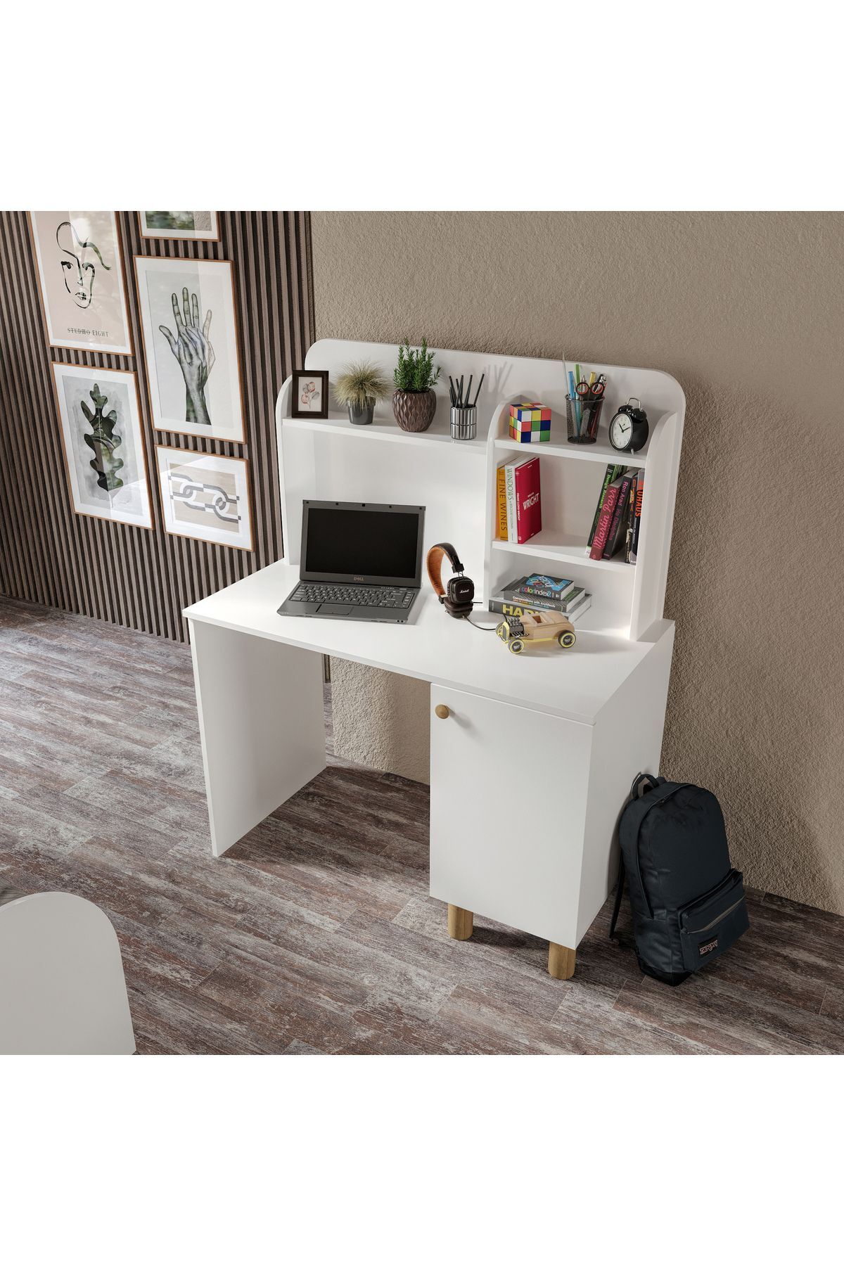 Bohem Çalışma Masası Tamamı Mdf Beyaz