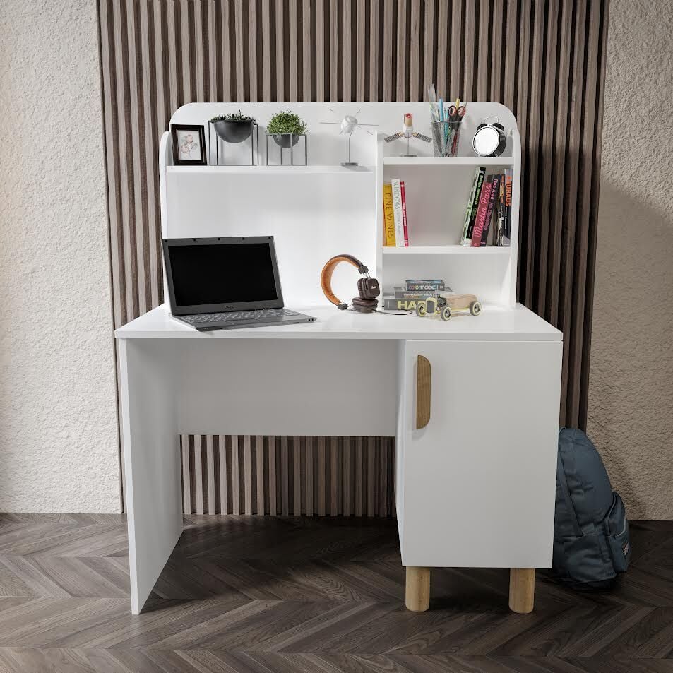 Bohem Çalışma Masası Tamamı Mdf Beyaz