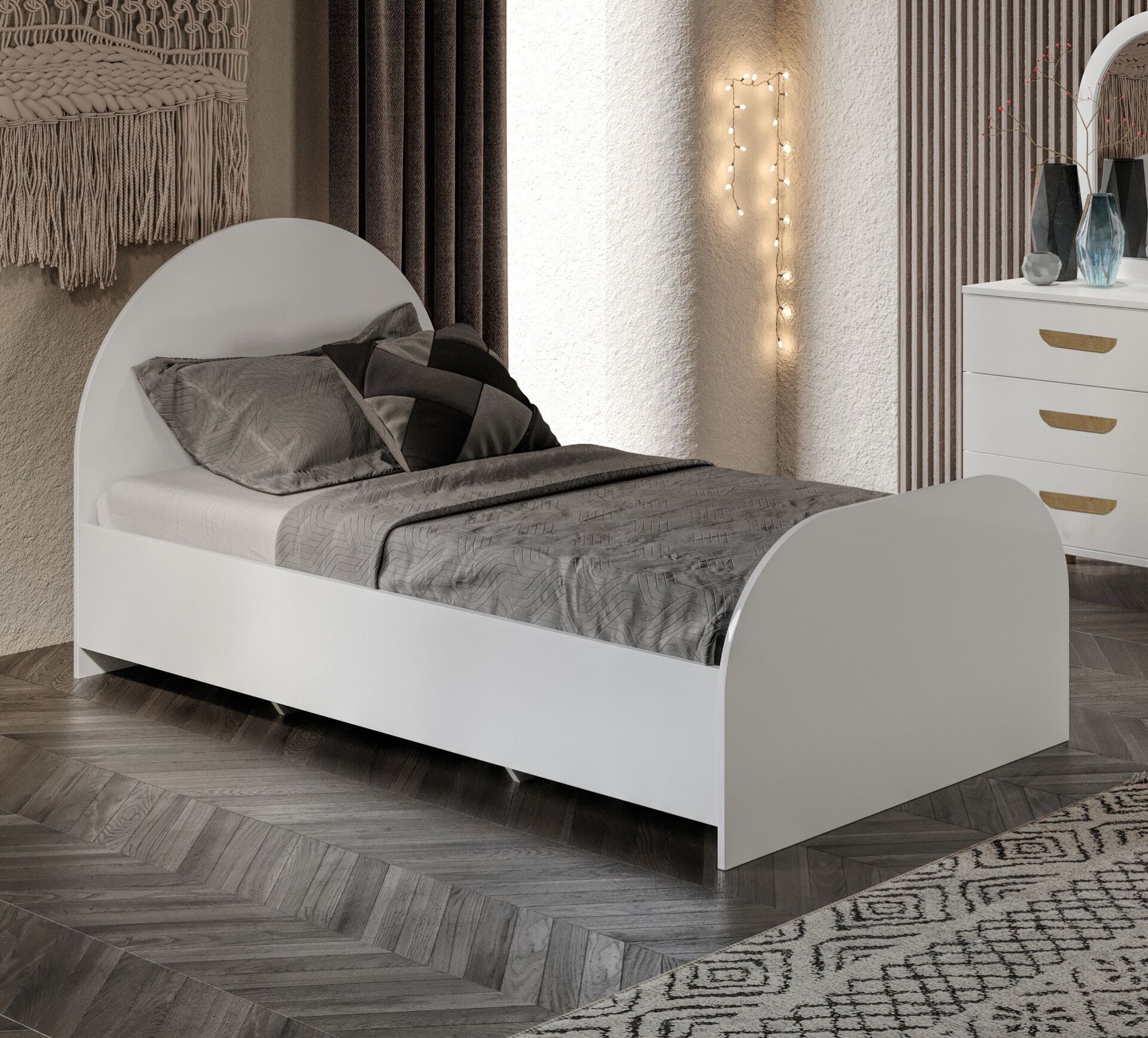 Güneş Bohem Karyola Tamamı Mdf 90x190