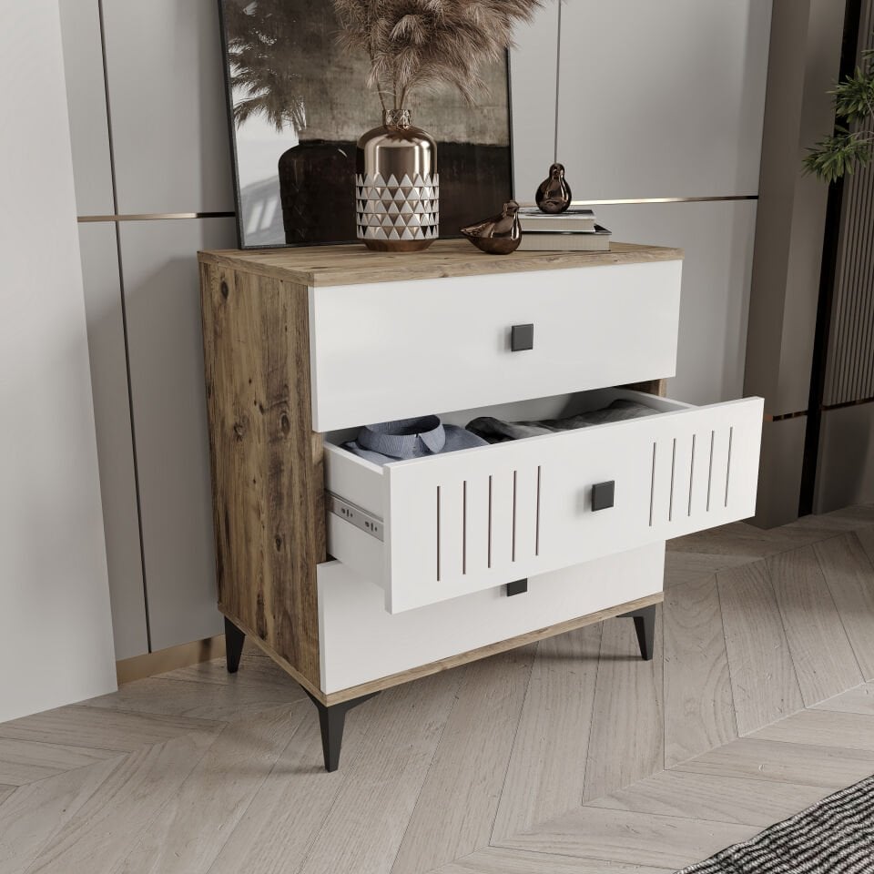 Arya 3 Çekmeceli Tamamı MDF Şifonyer