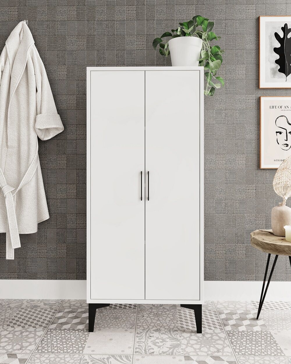 Viyana 2 Kapaklı Banyo Dolabı Çok Amaçlı Tamamı Mdf Beyaz