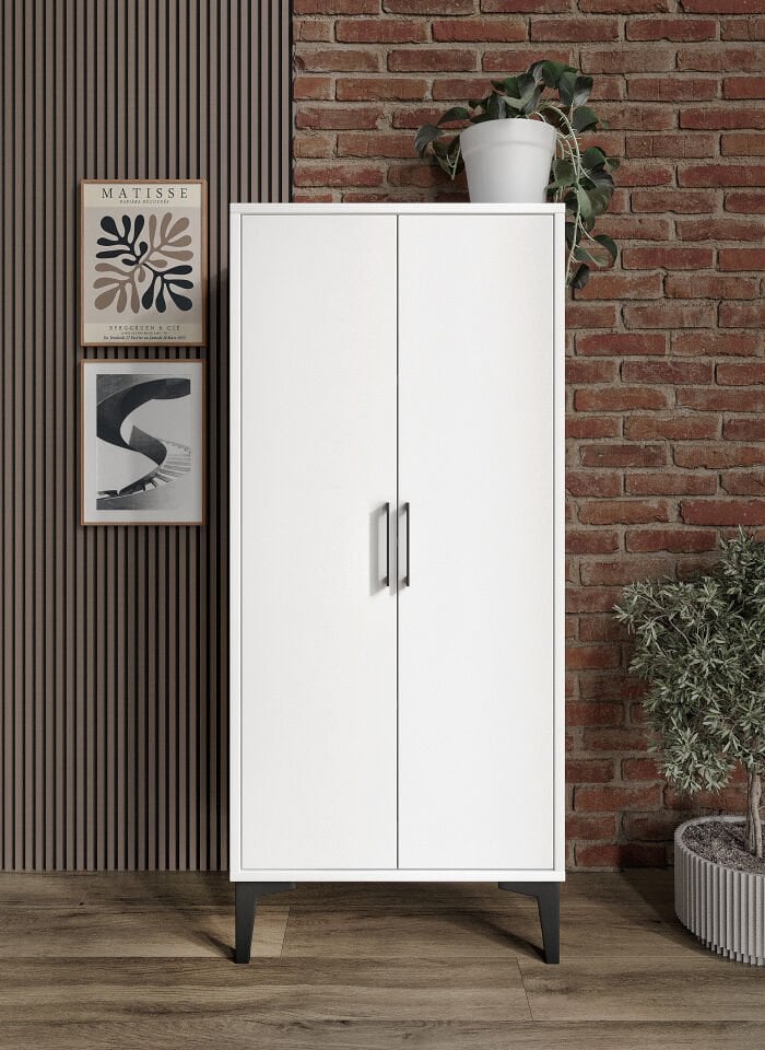 Viyana 2 Kapaklı Kiler Dolabı Çok Amaçlı Tamamı Mdf Beyaz