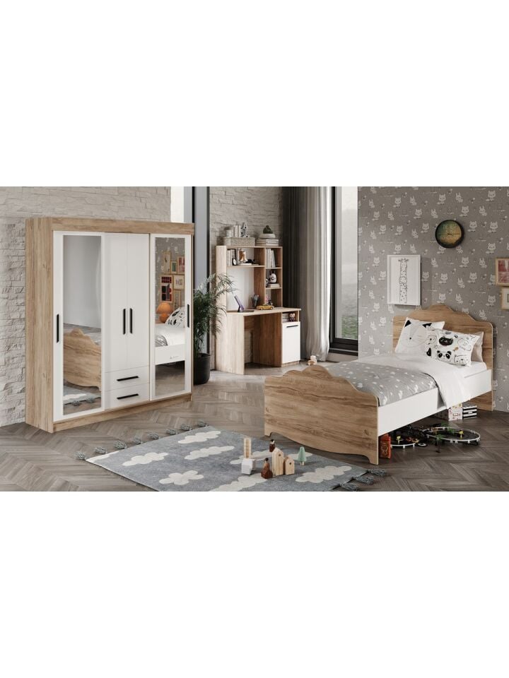 Ildır Çocuk Odası Takımı Tamamı Mdf Flora Beyaz Aynalı
