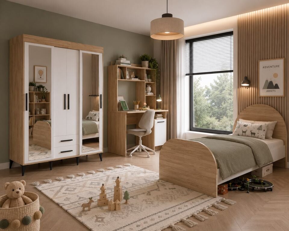 Ildır Çocuk Odası Takımı Tamamı Mdf Flora Beyaz Aynalı