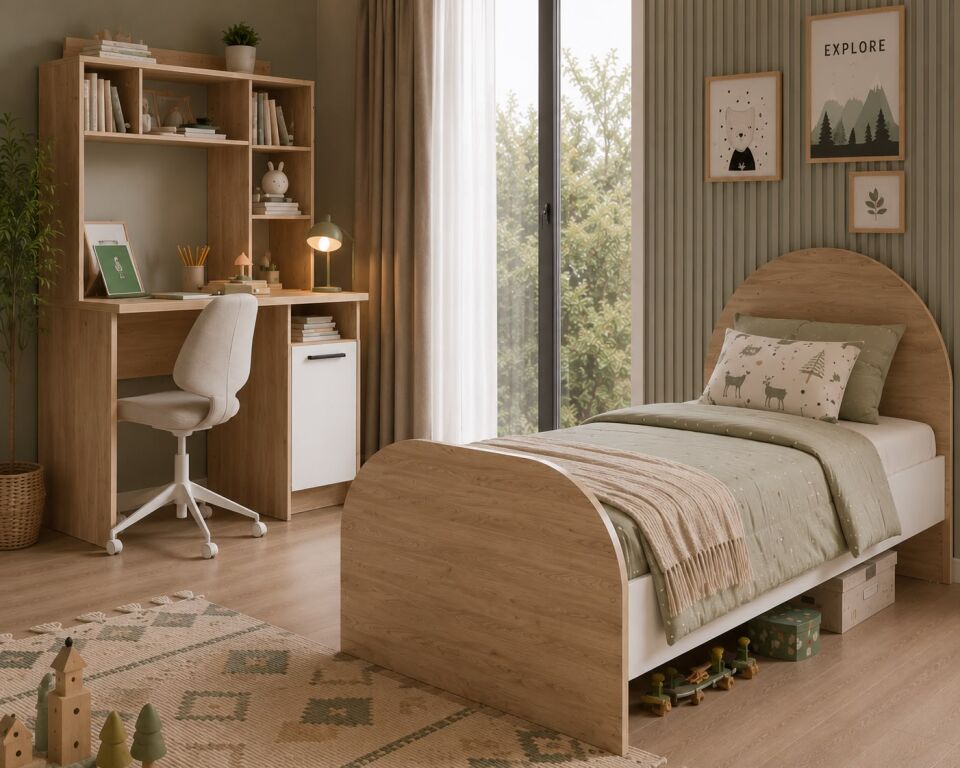 Ildır Çocuk Odası Takımı Tamamı Mdf Flora Beyaz Aynalı