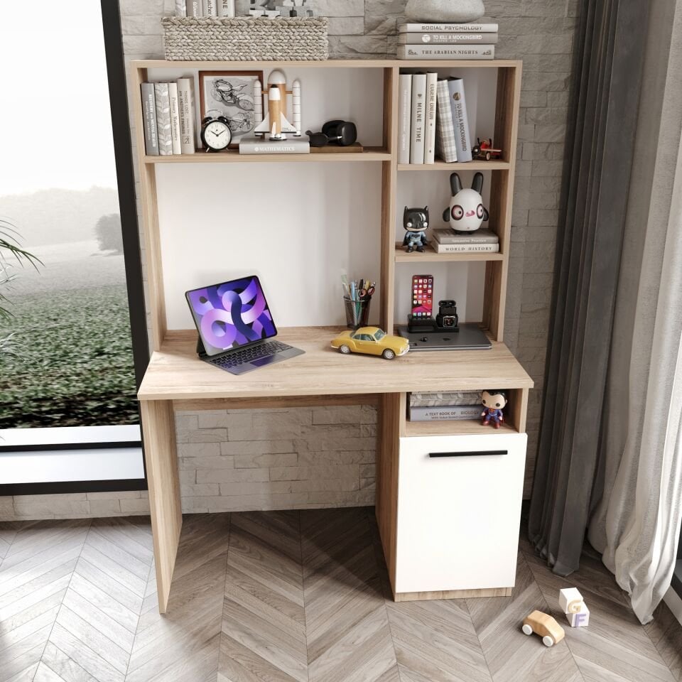 Ildır Çalışma Masası Flora Beyaz Tamamı Mdf