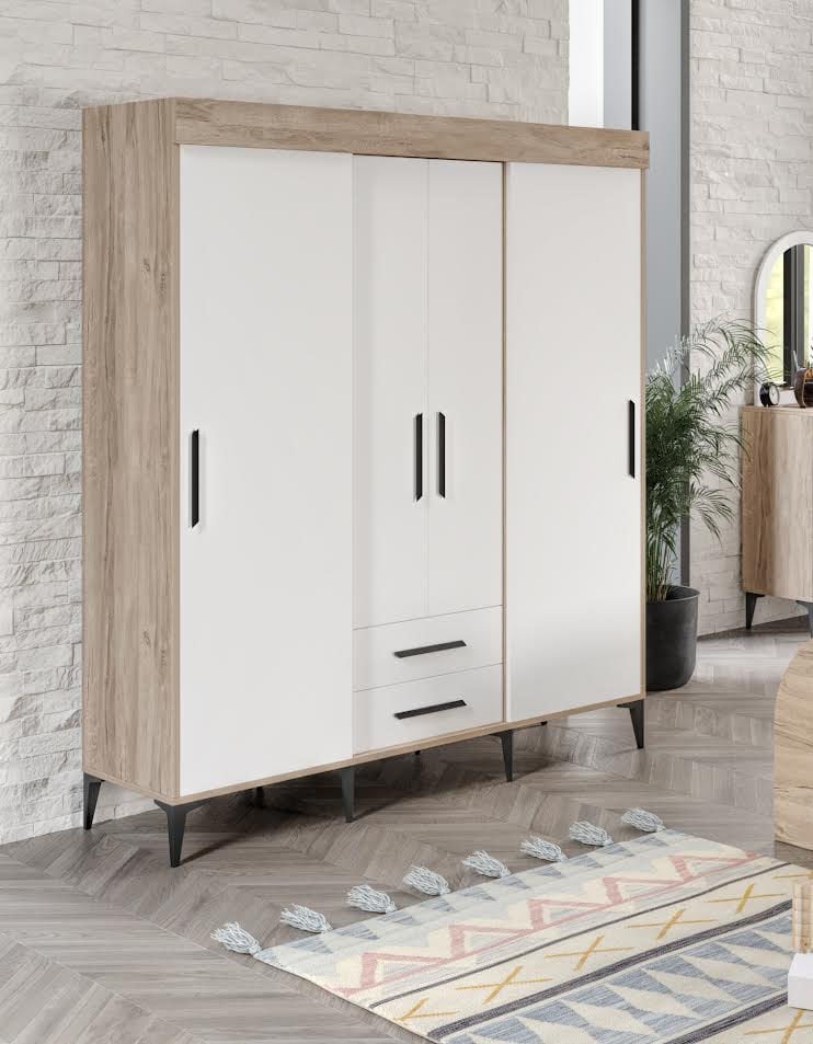 Ildır Sürgülü 2 Çekmeceli Kapaklı Dolap Flora Mdf