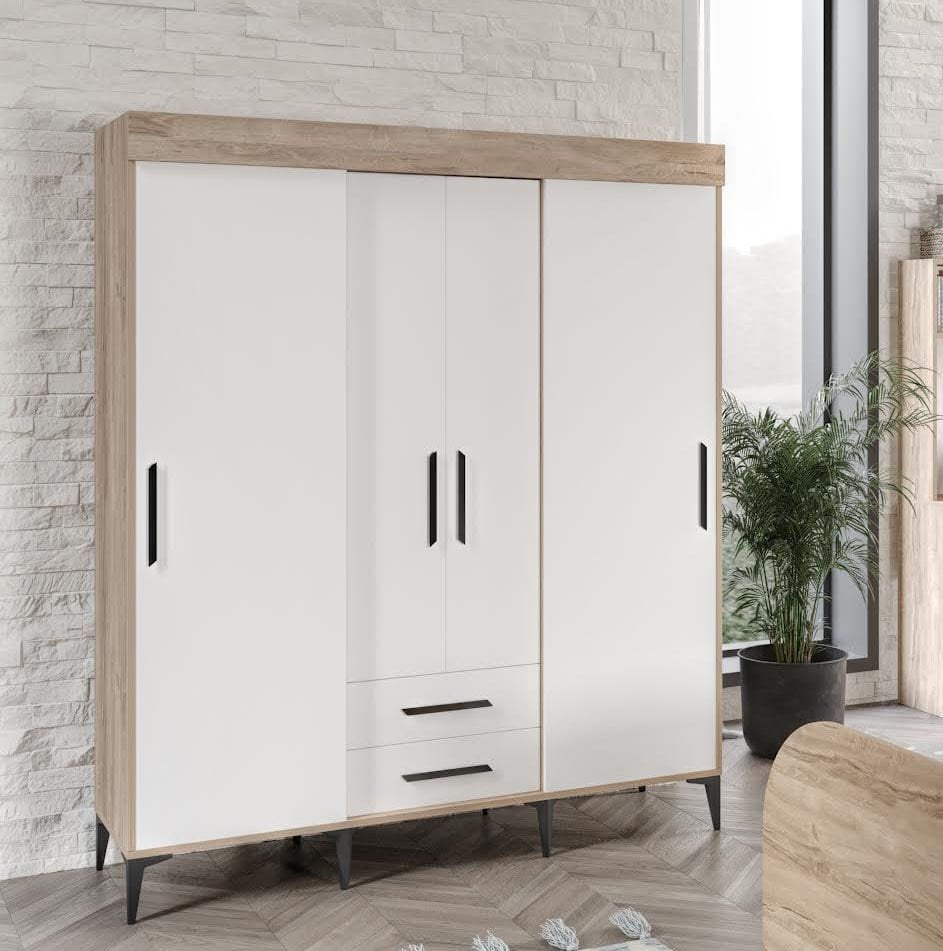 Ildır Sürgülü 2 Çekmeceli Kapaklı Dolap Flora Mdf