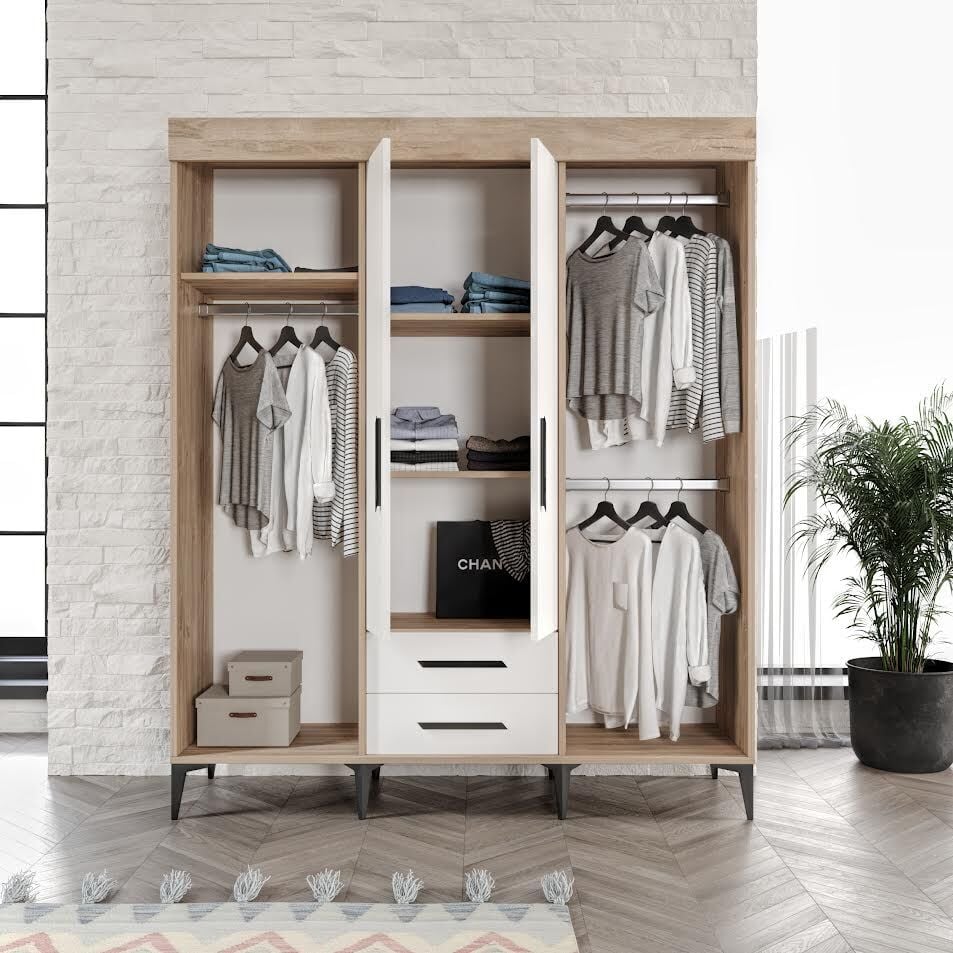 Ildır Sürgülü 2 Çekmeceli Kapaklı Dolap Flora Mdf