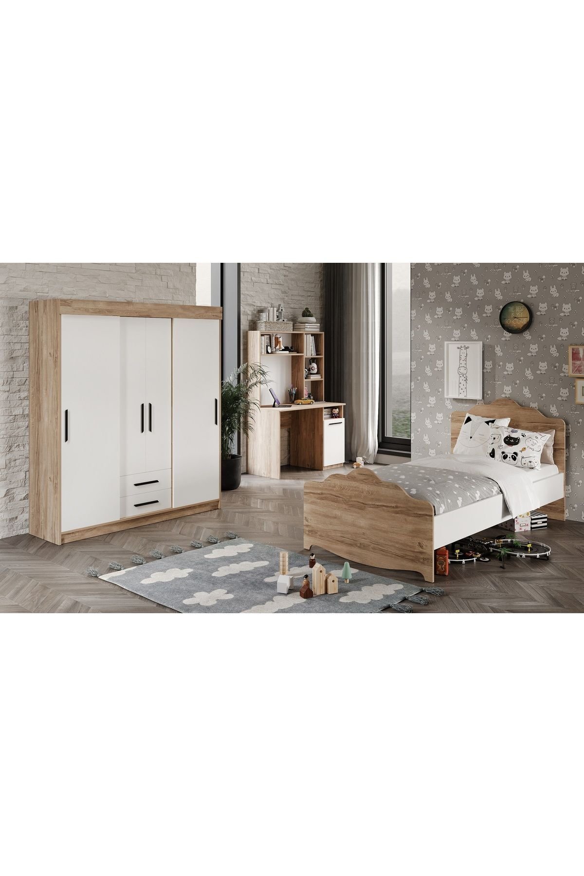 Ildır Cocuk Odası Takımı Tamamı Mdf Flora Ve Beyaz