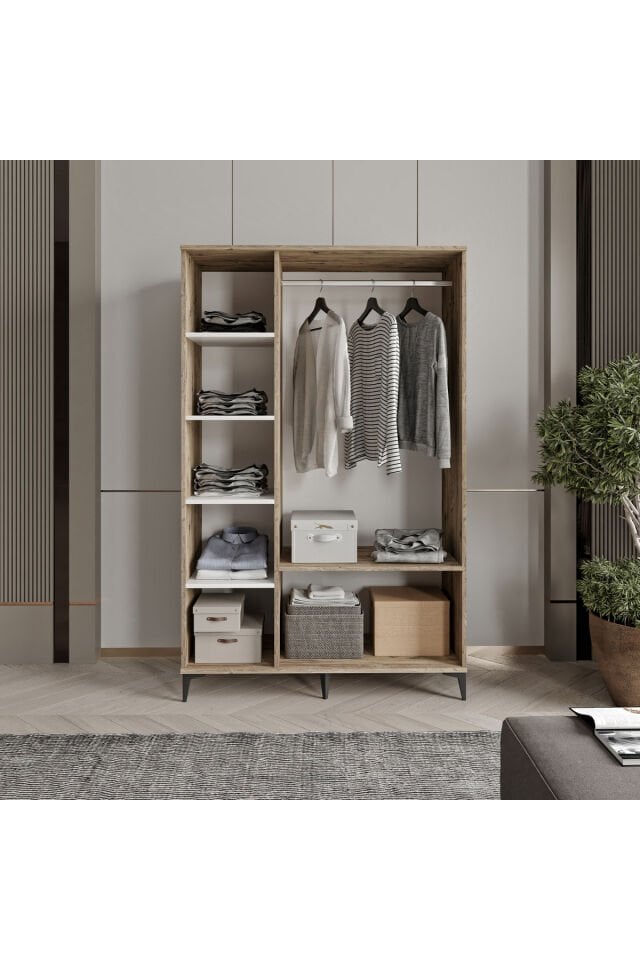 Kare 3 Kapaklı  Gardrop Tamamı Mdf( Atlas Çam Beyaz )