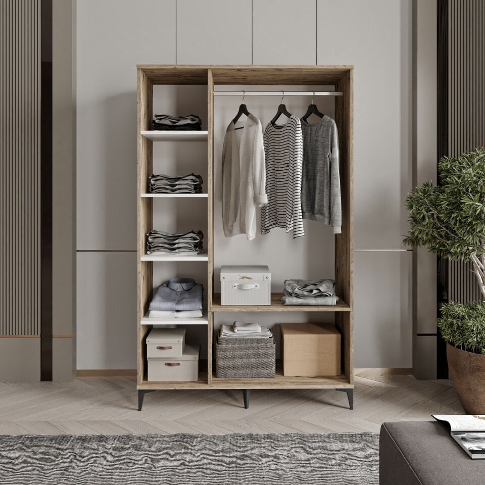 Kare 3 Kapaklı  Gardrop Tamamı Mdf( Atlas Çam Beyaz )