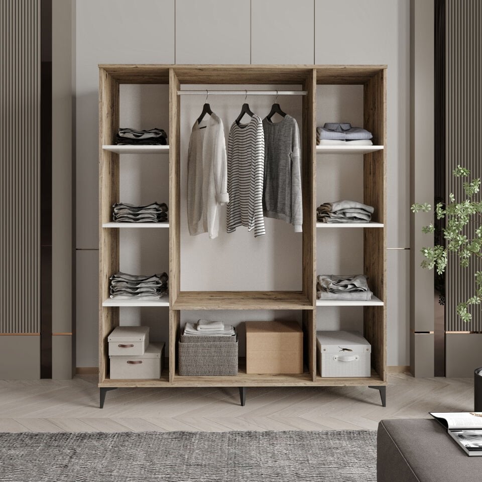 Arya 4 Kapaklı  Gardrop Tamamı Mdf( Atlas Çam Beyaz )