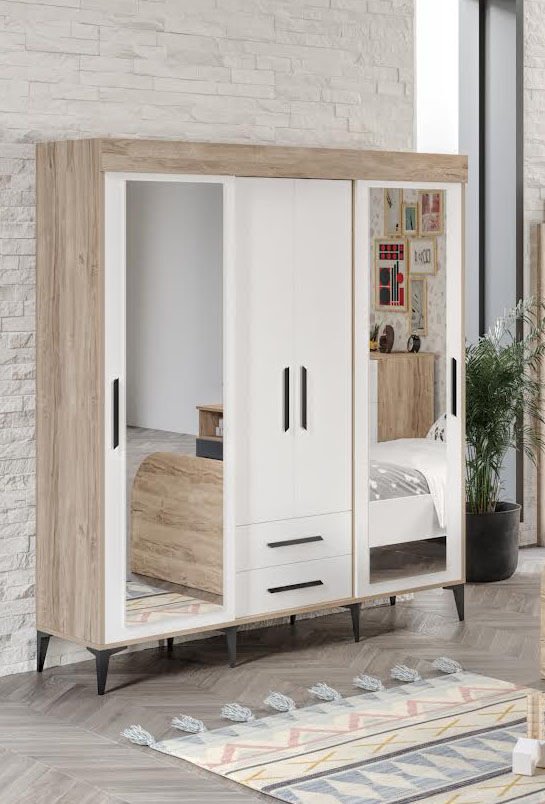 Ildır Çocuk Odası Takımı 3 Parça Tamamı Mdf Flora Beyaz Aynalı
