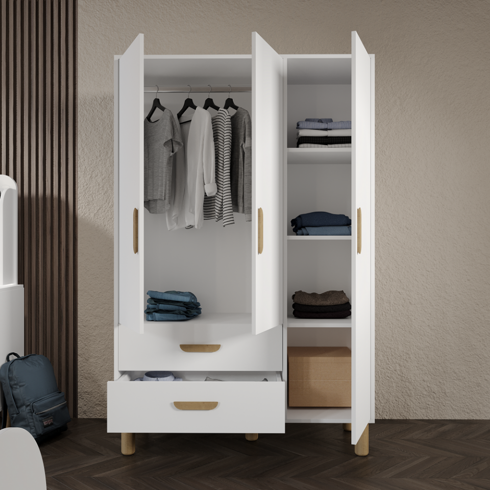 Bohem Çocuk Odası Takımı Beyaz Tamamı Mdf ( 4 Parça )