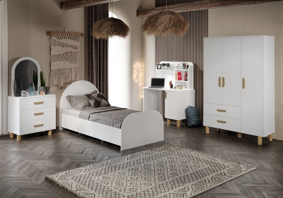 Bohem Çocuk Odası Takımı Beyaz Tamamı Mdf ( 4 Parça )