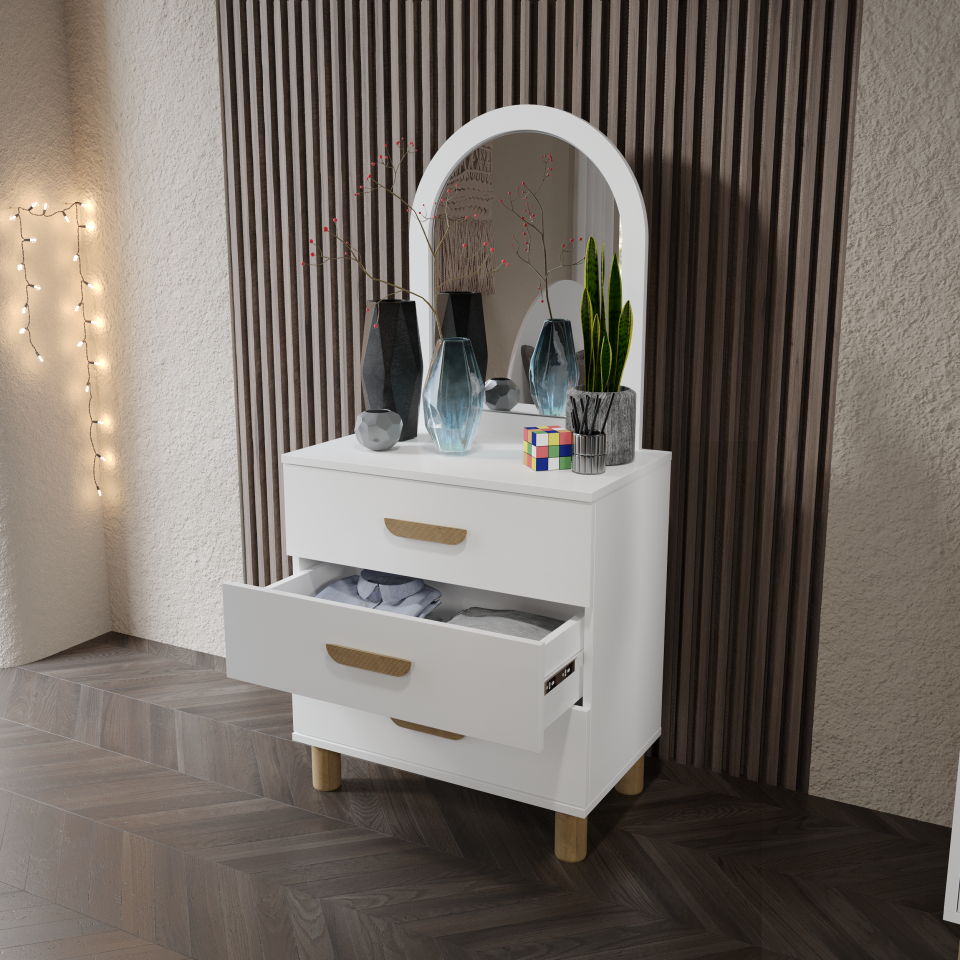 Bohem Çocuk Odası Takımı Beyaz Tamamı Mdf ( 4 Parça )
