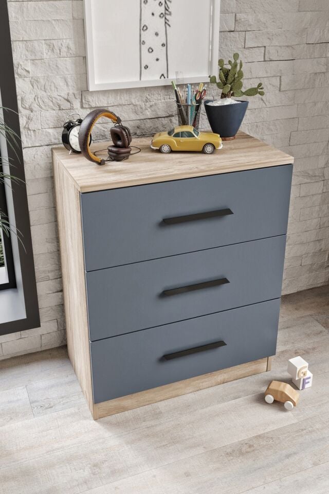 Izmir Çocuk Odası Takımı Tamamı Mdf Antrasit Ve Flora Aynalı