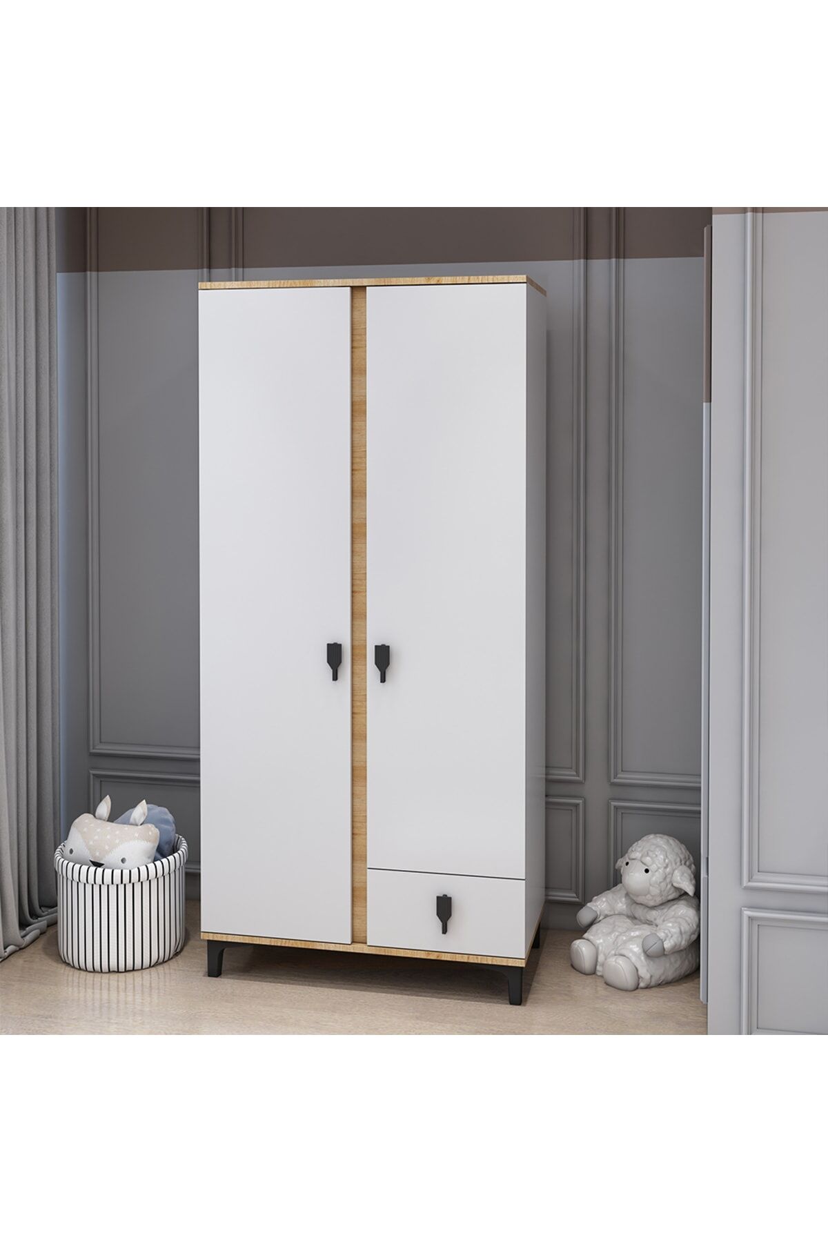 Rose 2 Kapaklı Tek Çekmeceli Gardrop
