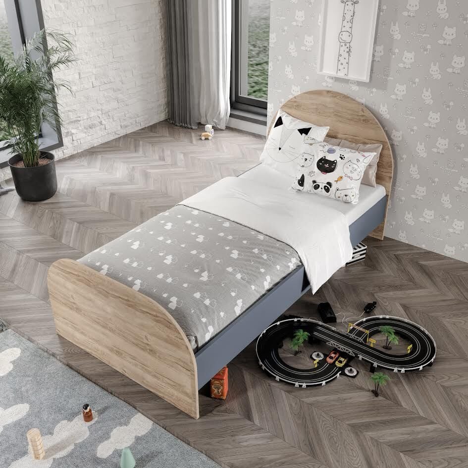 Izmir Tek Kişilik Karyola Tamamı Mdflam 90x190 Flora Antrasit