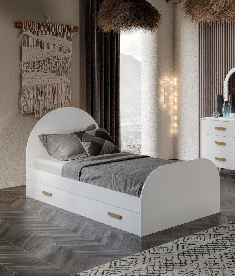 Diana Yavrulu Doğuran Karyola Beyaz Mdf