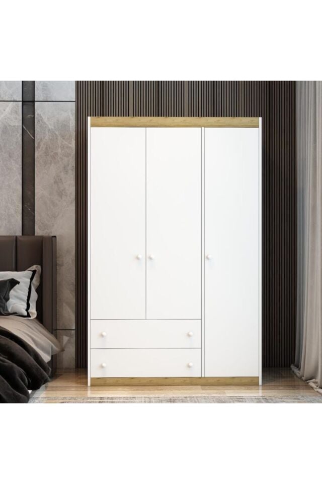 3 Kapaklı 2 Çekmeceli Mdf Lam Gardırop