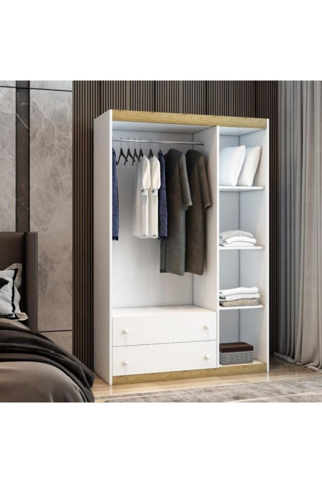 3 Kapaklı 2 Çekmeceli Mdf Lam Gardırop
