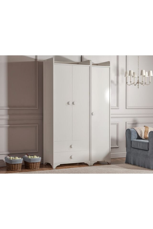 Bdlp 049 Swing 3 Kapılı 2 Çekmeceli Dolap Beyaz