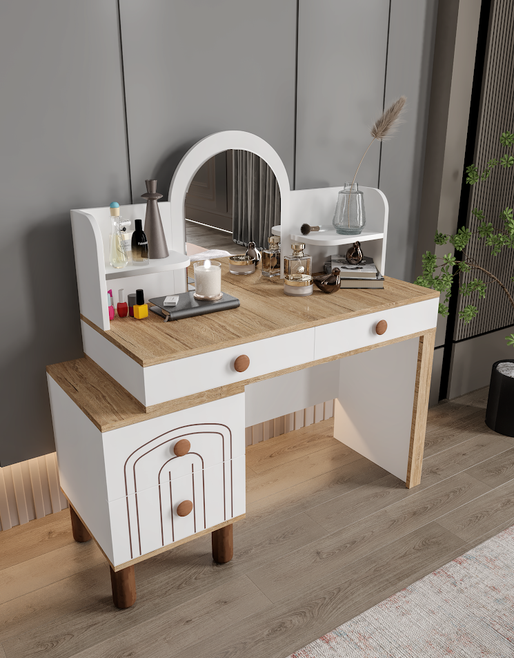 Afilli Hilal 4 Çekmeceli Makyaj Masası Tamamı Mdf