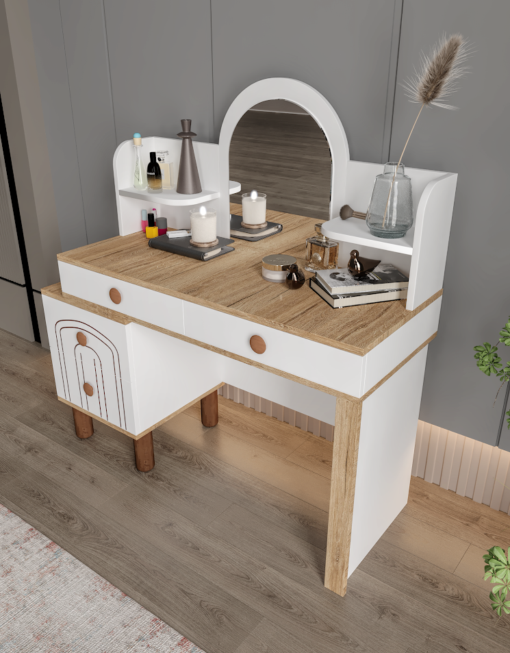 Afilli Hilal 4 Çekmeceli Makyaj Masası Tamamı Mdf