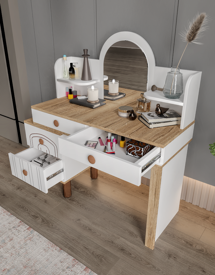 Afilli Hilal 4 Çekmeceli Makyaj Masası Tamamı Mdf