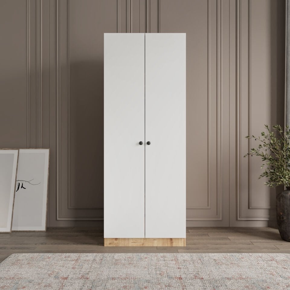 Ülgen 2 Kapaklı Giyinme Dolabı Tamamı Mdf Led Askı