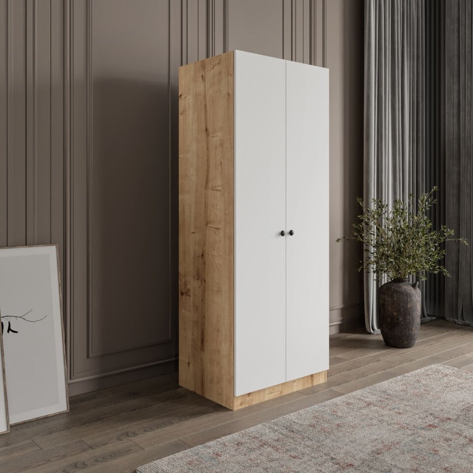 Ülgen 2 Kapaklı Giyinme Dolabı Tamamı Mdf Led Askı