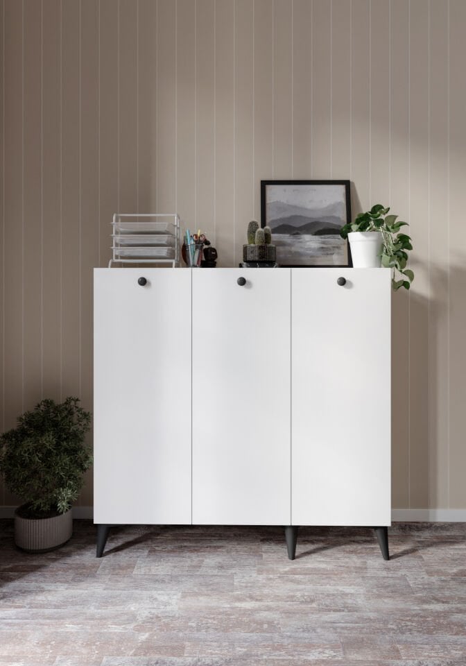 3 Kapaklı 4 Raflı Dosya Dolabı Ve Çok Amaçlı (TAMAMI MDF)