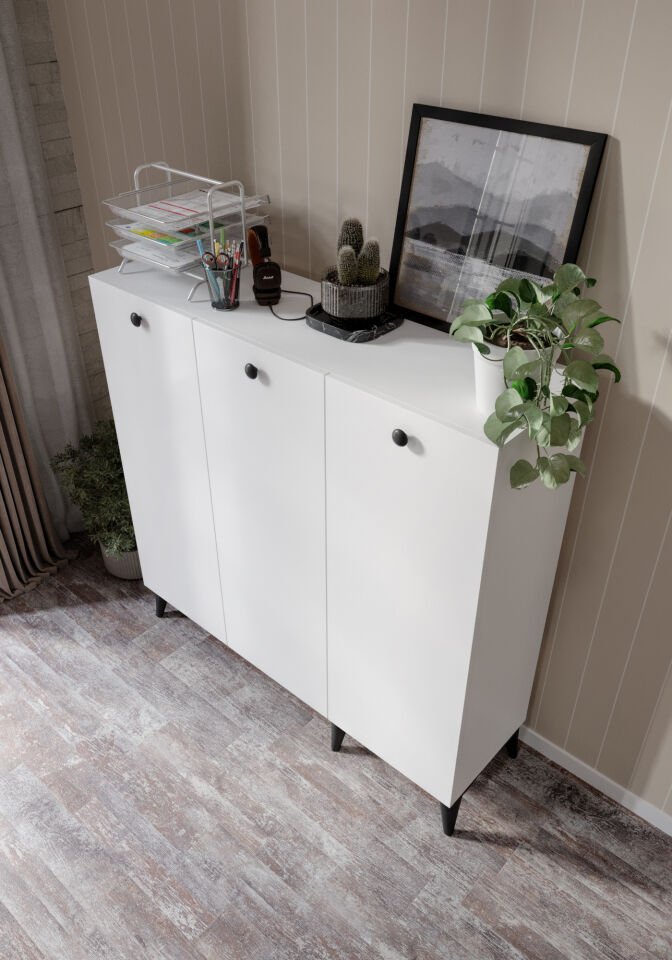 3 Kapaklı 4 Raflı Dosya Dolabı Ve Çok Amaçlı (TAMAMI MDF)