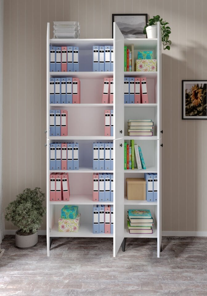 6 Kapaklı 8 Raflı Dosya Dolabı Ve Çok Amaçlı (TAMAMI MDF)