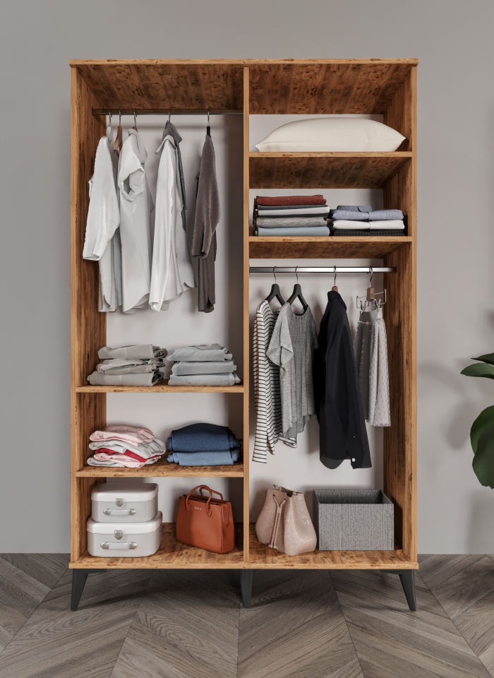 Neva 4 Kapaklı Tamamı MDF Gardrop Atlas Çam Beyaz