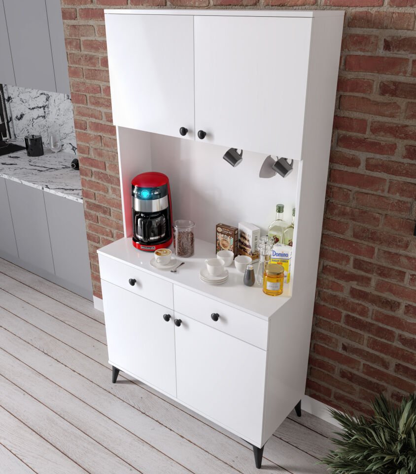 Lucia 4 Kapaklı 2 Çekmeceli Kahve Köşeşi Beyaz Tamamı MDF 100 cm(Kopya)