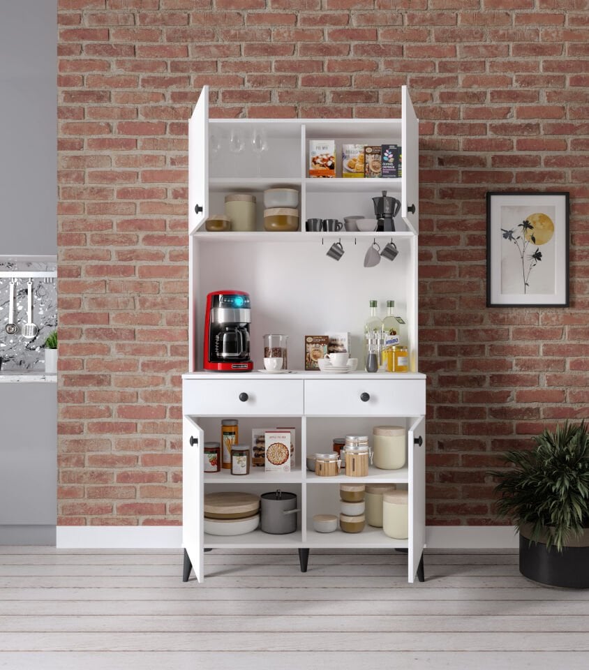 Lucia 4 Kapaklı 2 Çekmeceli Kahve Köşeşi Beyaz Tamamı MDF 100 cm(Kopya)