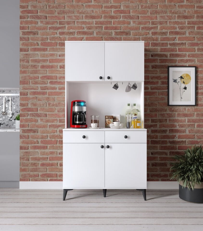 Lucia 4 Kapaklı 2 Çekmeceli Kahve Köşeşi Beyaz Tamamı MDF 100 cm(Kopya)