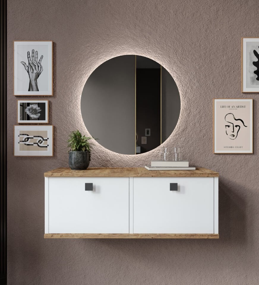 Afilli Lotus Dresuar Tamamı MDF (Led Aynalı )