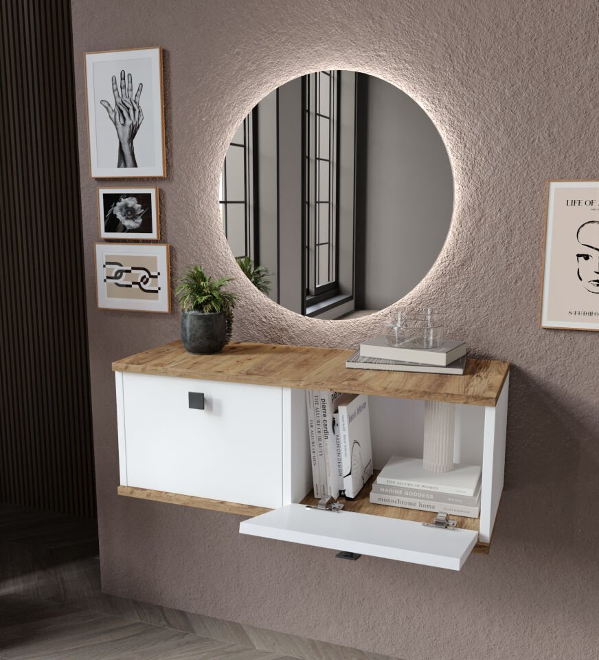 Afilli Lotus Dresuar Tamamı MDF (Led Aynalı )